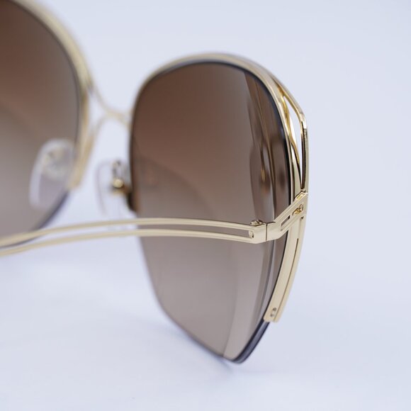 Victoria Beckham VBS96 C02 Sunglasses Gold Butterfly Frame, Brown Lenses - Picture 6 of 9